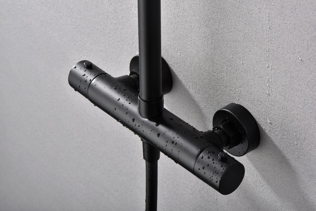 IMEX BTM039/NG MONZA Conjunto Grifo Ducha Telescópico Termostático Negro Mate