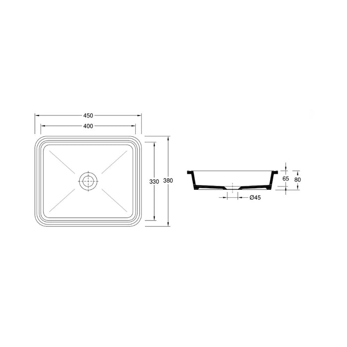 VALADARES 78848002C TOLEDO Lavabo Bajo Encimera 45 cm Blanco Brillo