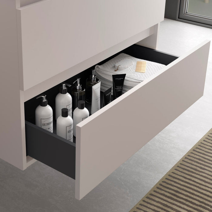 SALGAR BEQUIA Mueble de Baño con Lavabo de Posar y Encimera 2 Cajones 2 Huecos Blanco Roble ÁFrica