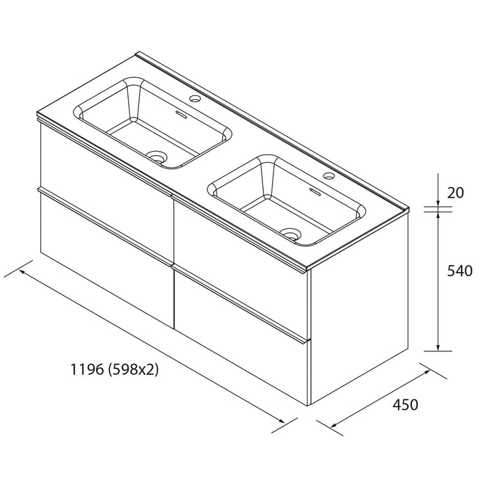 SALGAR NABUA Mueble de Baño con Lavabo 120 cm Roble