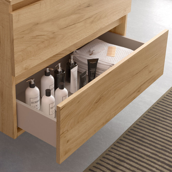 SALGAR 102233 BEQUIA Mueble de Baño con Lavabo 120 2 Cajones y 4 Huecos Roble África