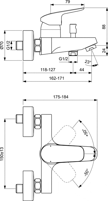 IDEAL STANDARD B1721AA CERAFLEX Grifo Monomando Baño Ducha Exterior