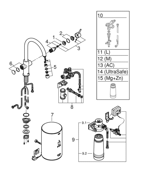 GROHE 31 455 AL1 BLUE Home Starter Kit Caño En C Grafito Cepillado