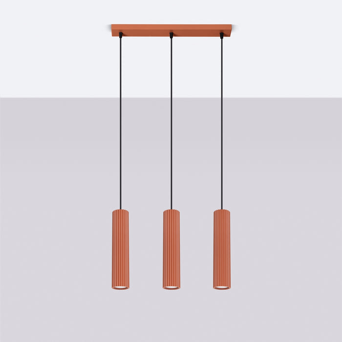 SOLLUX SL.1632 KARBON Lámpara Colgante 3l Rojo Ocre