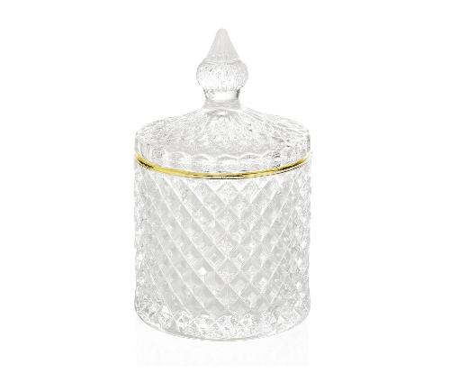 ANDREA HOUSE CR19186 Caja Vidrio Diamond/Oro Ø10,5X14,5
