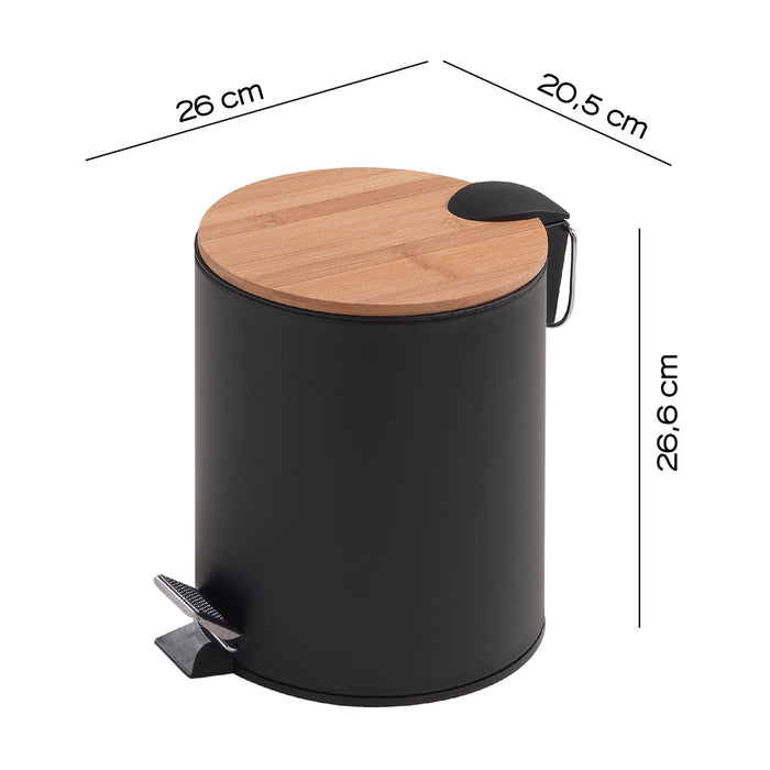 GEDY 14094100000 KENTA Papelera Caída Amortiguada 5 Litros Natural-Negro Mate