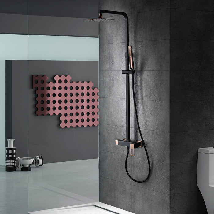IMEX BDC032/NOR SUECIA Grifo Monomando Conjunto de Ducha Telescópico Negro Oro Rosa