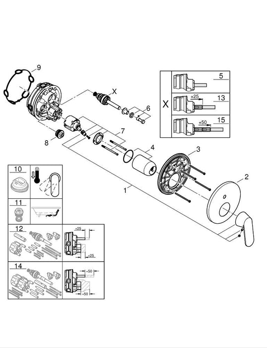 GROHE 26 683 000 TEMPESTA 250 Cube Ducha de techo con brazo 142 mm, 1 chorro Cromo