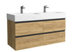 SALGAR 115941 BEQUIA METAL Mueble de Baño 2 pozas Porcelana 120cm Roble