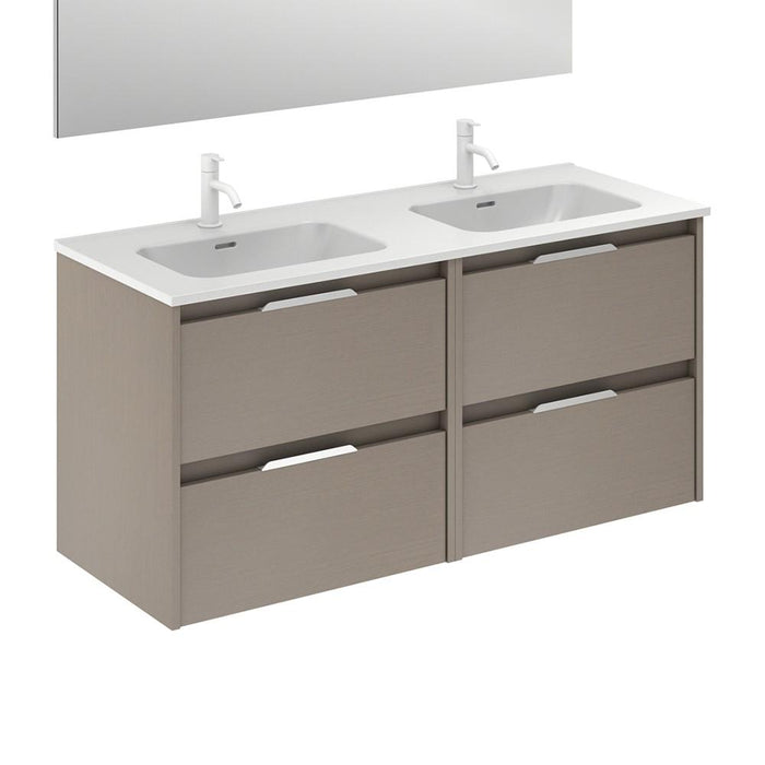 AMIZUVA C0073821 SUKI Mueble de Baño con Lavabo 2 Cajones 120 cm Fumé Arenado