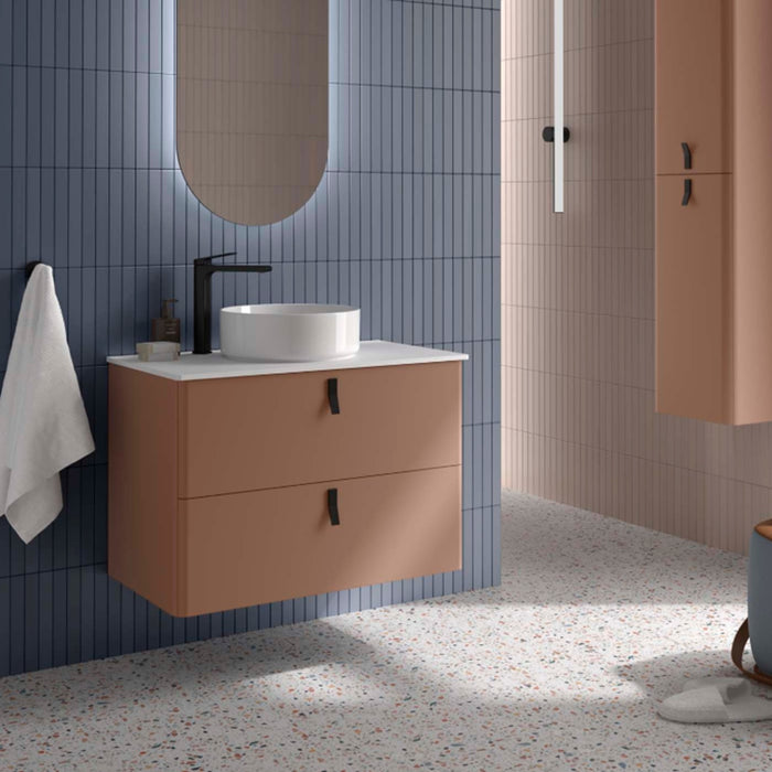 SALGAR UNIIQ Mueble de Baño con Tapa Encimera Solid Surface 2 Cajones Color Cajún