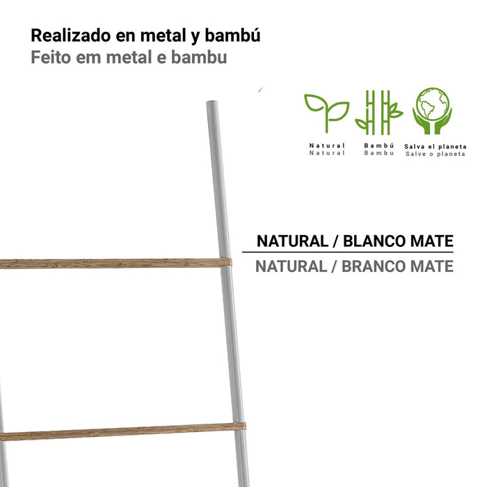 GEDY 30314000000 KENTA Toallero y Columna de Pie Blanco Mate-Natural
