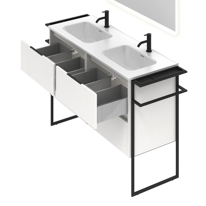 AMIZUVA C0073757 KEIKO Mueble de Baño con Lavabo 4 Cajones 120 cm Blanco Brillo