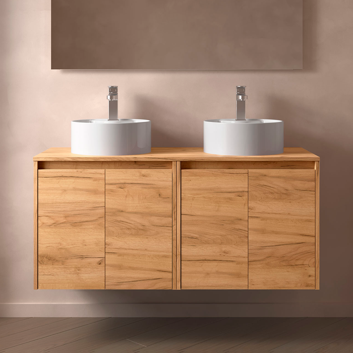 SALGAR 105577 NOJA Mueble de Baño con Tapa Encimera 4 Puertas 140 cm Color Roble África