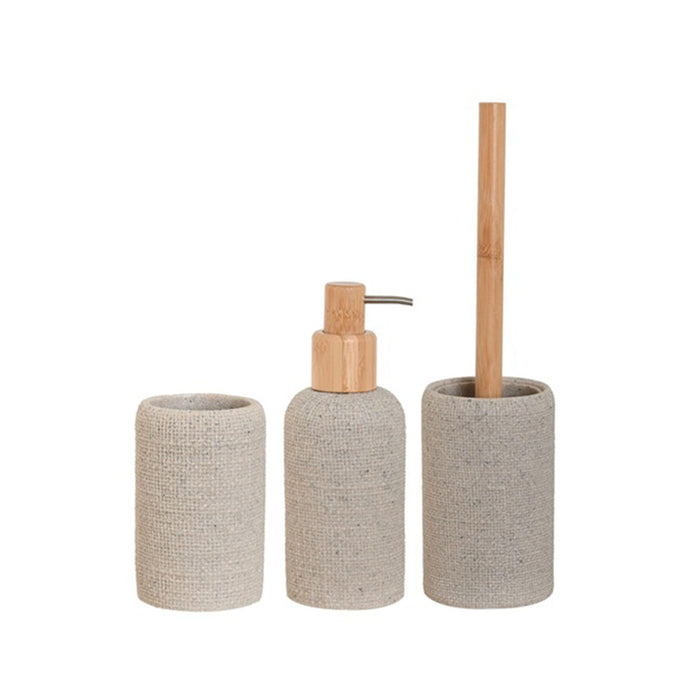 ARCOBAÑ FCLISBOA  Lote Escobillero + Dosificador + Vaso Resina Beige Lisboa