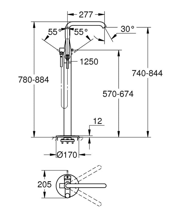 GROHE 25 248 GL1 ESSENCE Monomando Bañera Montado A Suelo Oro Brillo
