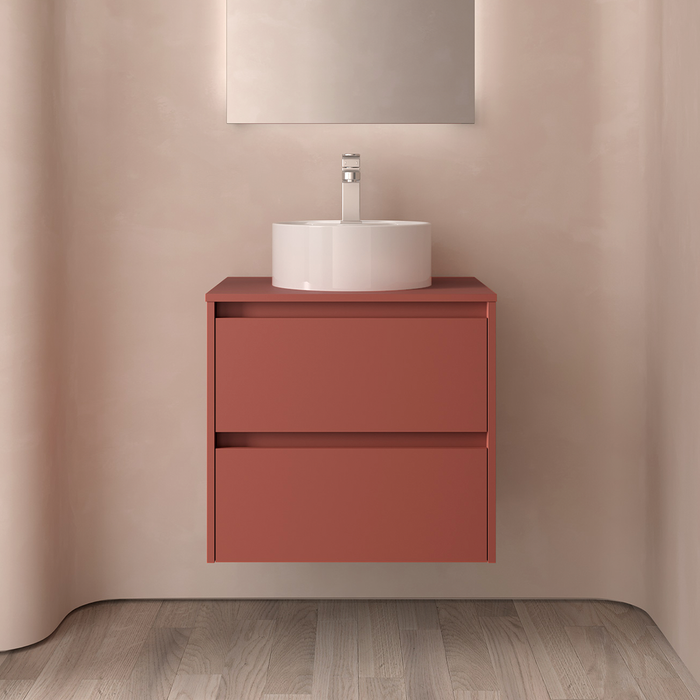 SALGAR NOJA Mueble de Baño con Tapa Encimera 2 Cajones Color Rojo Satinado