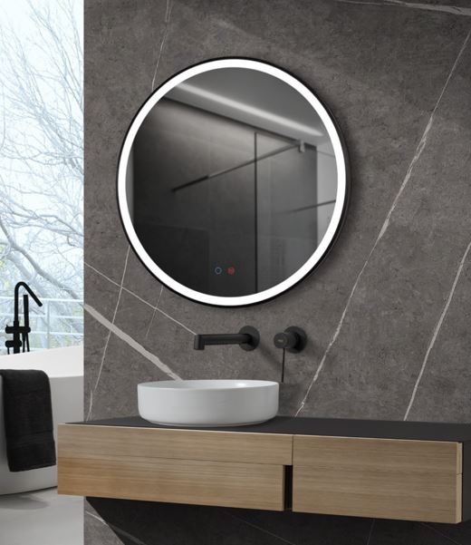 LEDIMEX PARI020/70NG PARIS Espejo LED Redondo Luz Frontal Negro Mate 70 cm