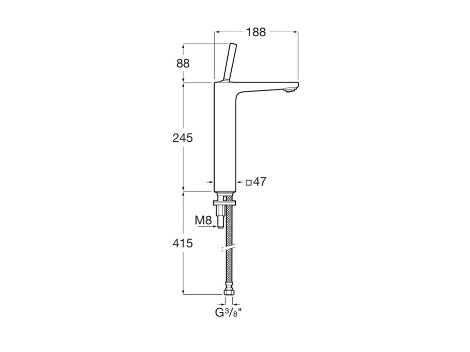 ROCA A5A376DC00 PALS Grifo Monomando Lavabo con Caño Alto Desagüe Click-Clack y Cromo