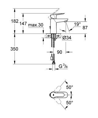 GROHE 23 329 000 BAUEDGE Grifo Monomando Lavabo Cromo