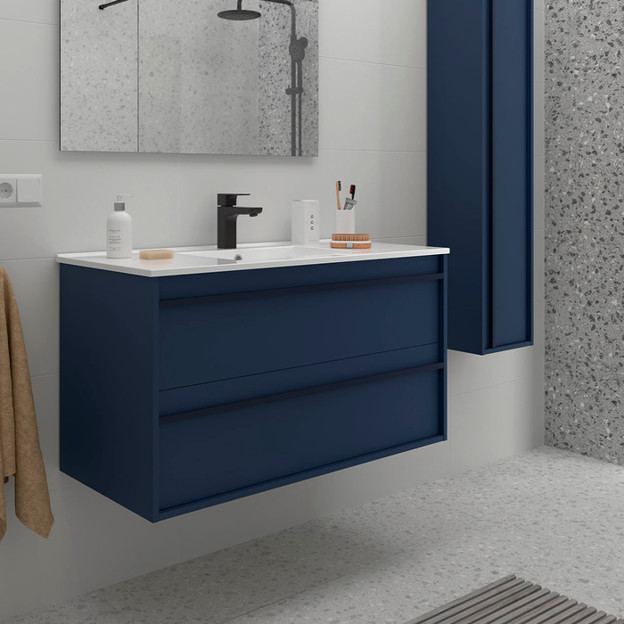 SALGAR ATTILA Mueble de Baño con Lavabo 2 Cajones Color Azul Mate
