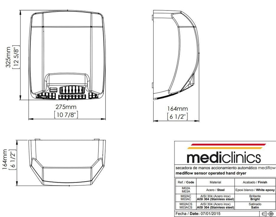 MEDICLINICS M02AB MEDIFLOW Secadora de Manos Mediflow Negra