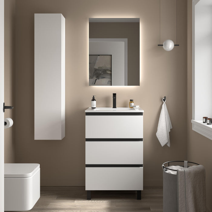 SALGAR BEQUIA METAL Mueble 3C Lavabo Constanza Blanco Mate
