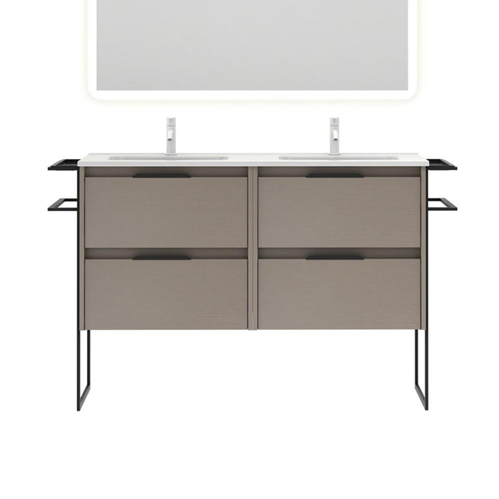 AMIZUVA C0073759 KEIKO Mueble de Baño con Lavabo 4 Cajones 120 cm Fumé Arenado
