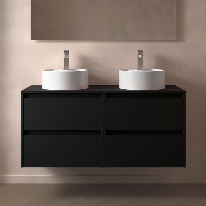 SALGAR 105518 NOJA Mueble de Baño con Tapa Encimera 4 Cajones 120 cm Color Negro Mate