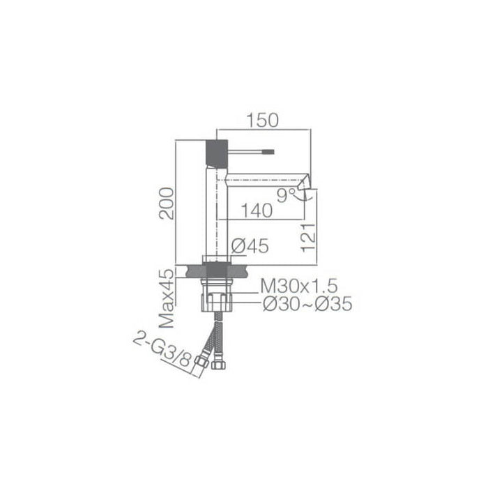 IMEX BDD038-1NG LINE Grifo de Lavabo Negro Mate