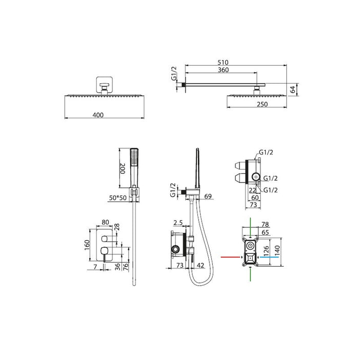 IMEX GPT064/BGM TOSCANA-AREZZO Monomando Conjunto Empotrado Black Gun Metal