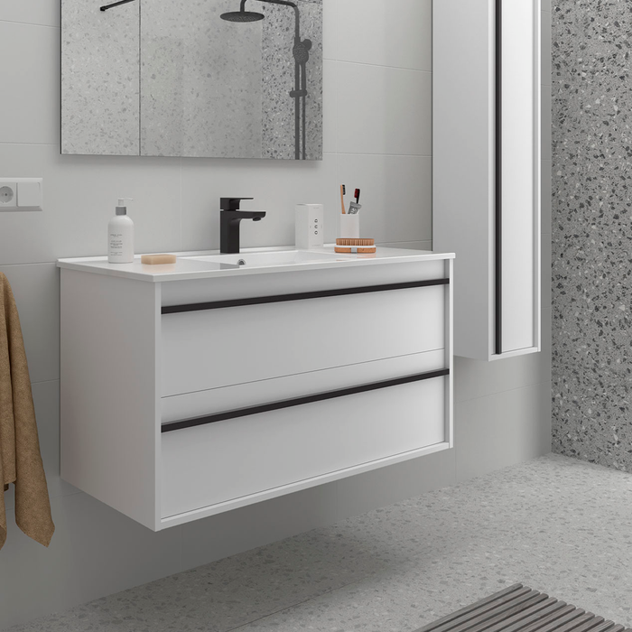 SALGAR ATTILA Mueble de Baño con Lavabo 2 Cajones Color Blanco Mate