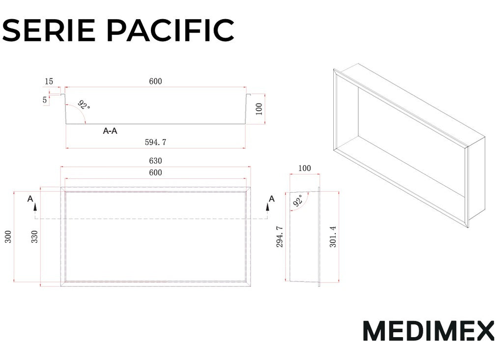 MEDIMEX HOR002/NQ PACIFIC Hornacina 63x33 Níquel Cepillado