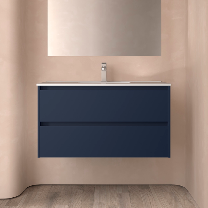SALGAR NOJA Mueble de Baño con Lavabo 2 Cajones Color Azul Mate
