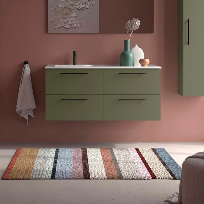 SALGAR 118728 SILANE Mueble+Lavabo 120 Verde Satinado Tirador Negro Con Encimera Derecha