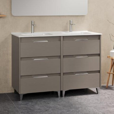 AMIZUVA C0073826 SUKI Mueble de Baño con Lavabo 6 Cajones 120 cm Fumé Arenado
