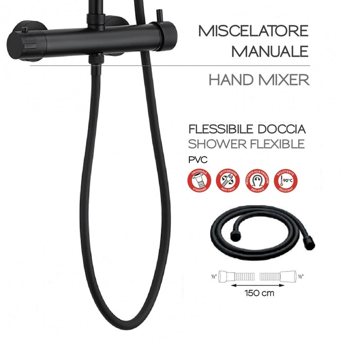 GEDY GYSC1025160 STAR PLUS Grifo Monomando Gran Ducha Telescópico Negro Mate