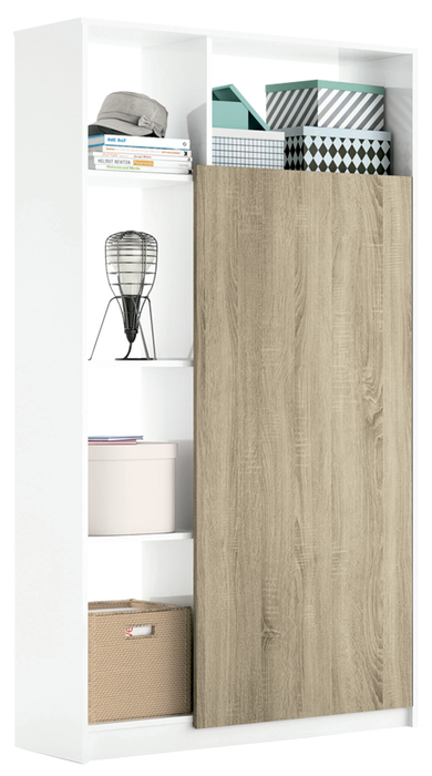 MUEBLES PITARCH Armario Recibidor Neo Blanco alto brillo/Roble Cambrian