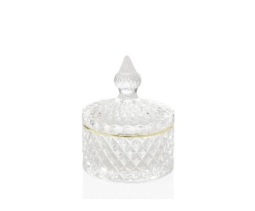 ANDREA HOUSE CR19184 Caja Vidrio Diamond/Oro Ø8,5X10Cm