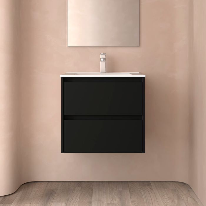 SALGAR NOJA Mueble de Baño con Lavabo 2 Cajones Color Negro Mate