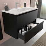 SALGAR BEQUIA Mueble de Baño con Lavabo Color Negro Mate