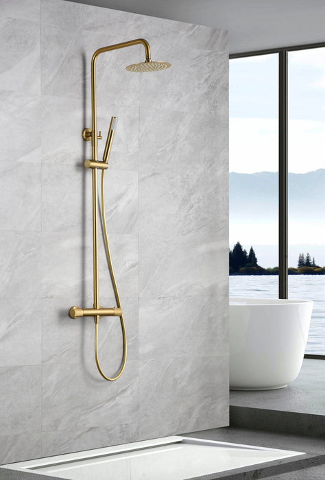 IMEX BTD038/OC LINE Conjunto de Ducha Termostático Color Oro Cepillado