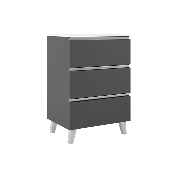 VISOBATH GRANADA Mueble de Baño con Lavabo 3 Cajones Color Ceniza Tirador Aluminio
