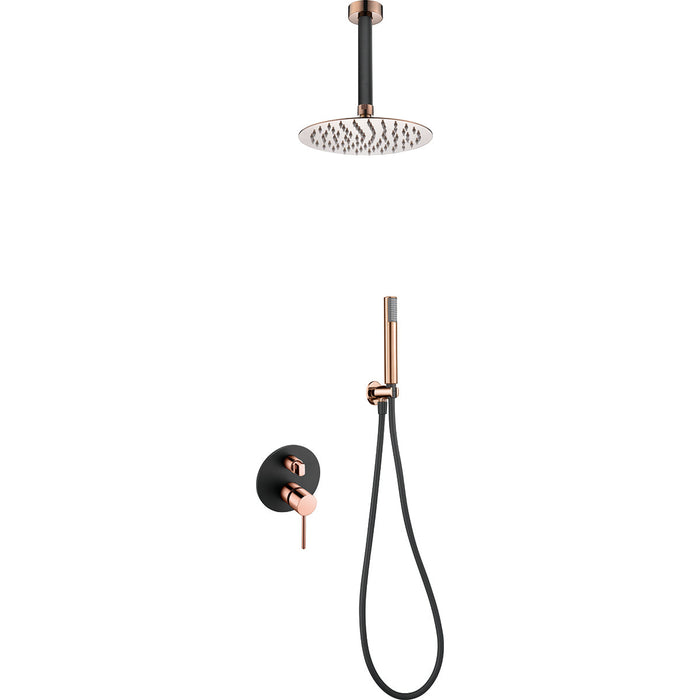 IMEX GPTS045/NOR THALOS STICK Conjunto de Ducha Empotrado Monomando Negro Oro Rosa