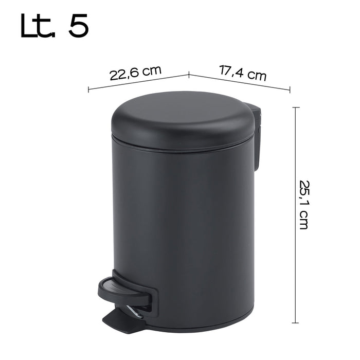 GEDY 33091400000 POTTY Papelera Con Tapa 5L Negro Mate