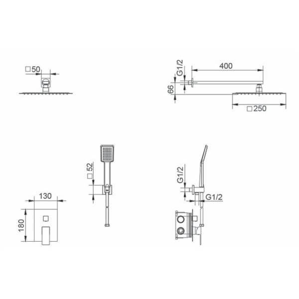 IMEX GPE006 DUBLIN Conjunto de Ducha Empotrado Monomando Cromo