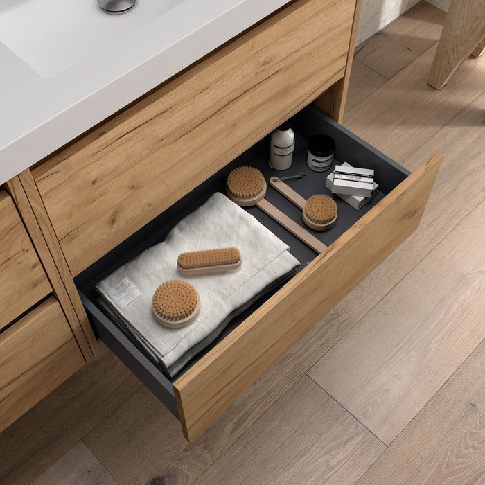 SALGAR NOJA 910 Mueble de Baño con Tapa Encimera 2 Cajones 1 Puerta Derecha Color Roble África