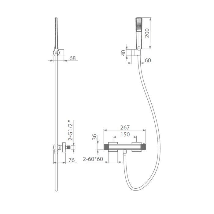 IMEX BTF065-5BGM FIRENZE-SASSARI Termostatico Kit Ducha Black Gun Metal