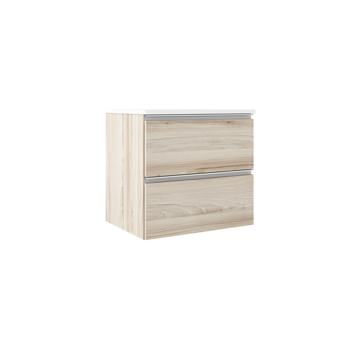 VISOBATH GRANADA Mueble de Baño con Lavabo Suspendido 2 Cajones Color Aliso Tirador Blanco