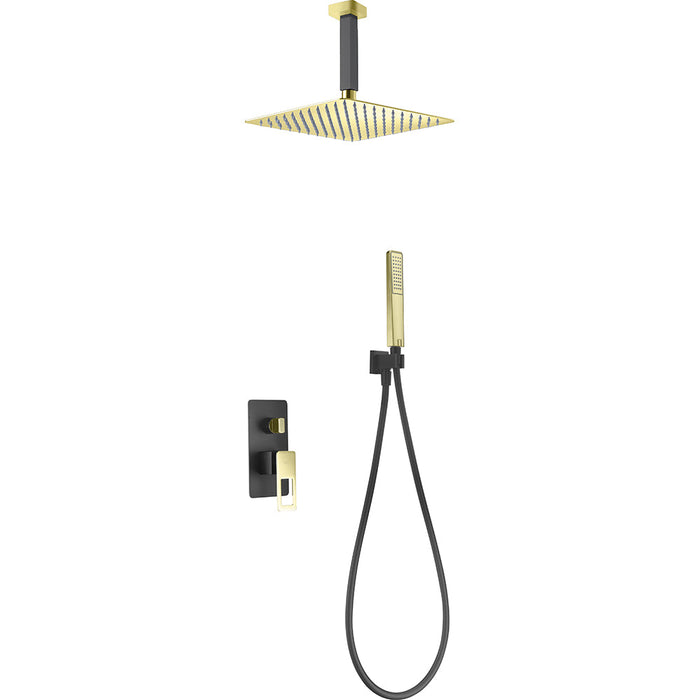 IMEX BDES37-6NGOLD ESTOCOLMO Conjunto de Ducha Empotrado Monomando Negro Oro Brillo